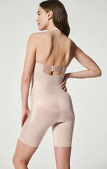 SPANX Suit Your Fancy Strapless Cupped Mid-Thigh Bodysuit ~ Champagne Beige