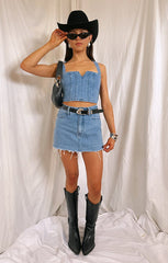 Crossroads Corset Top ~ Foggy Blue