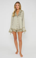 New Beginning PJ Set ~ Moss Green Luxe Satin