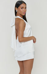 Michaela Top ~ Ivory Luxe Satin