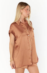 Best Day Button Up ~ Copper Luxe Satin