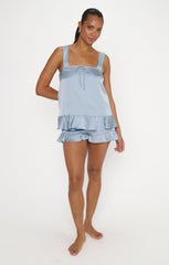 Touch Up Top ~ Steel Blue Luxe Satin