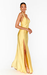 Anderson Maxi Dress ~ Yellow Luxe Satin