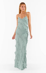 Romance Ruffle Dress ~ Silver Sage Crisp