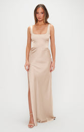 Lana Maxi Dress ~ Champagne Luxe Satin