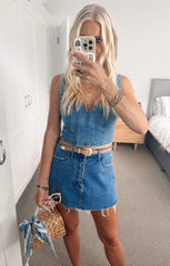 Crossroads Corset Top ~ Foggy Blue