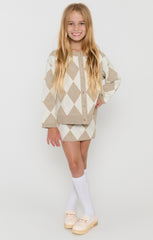 Little Cher Cardi ~ Neutral Argyle Knit