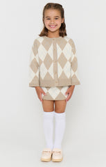 Little Cher Cardi ~ Neutral Argyle Knit
