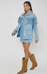 Ojai Fringe Jacket ~ Jet Stream Blue