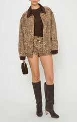 Carter Bomber Jacket ~ Mod Leopard Denim