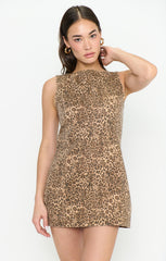 Boulevard Mini Dress ~ Mod Leopard Denim