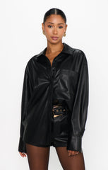 Lincoln Shirt Jacket ~ Black Faux Leather
