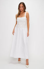 Bradshaw Maxi Dress ~ Rosette Mesh White