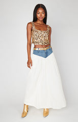 Joni Maxi Skirt ~ Denim with Cream Voile