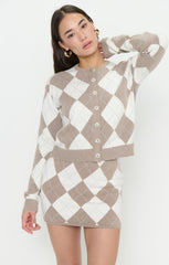 Throw On Cardigan ~ Neutral Argyle Knit