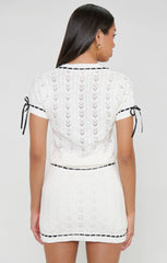 Sim Mini Skort ~ Ivory Knit With Black Trim