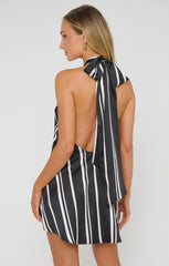 Twist Mini Dress ~ Onyx Stripe