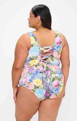 Miramar Beach One Piece ~ Flower Shop Rib Scrunch