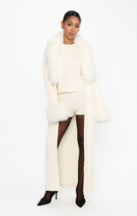 Stormi Cardigan ~ Snow Cable Knit with Faux Fur