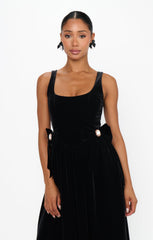 Ricci Midi Dress ~ Black Velvet