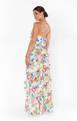 Romance Ruffle Dress ~ Ivory Botanical Floral