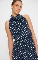 Brynn Mini Dress ~ Navy Polka Dot