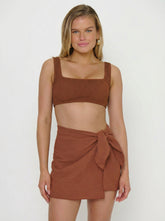 Leyla Sarong ~ Brown Crinkle Gauze