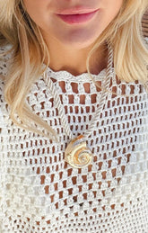 Seashell Rope Necklace ~ Gold