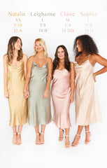 Verona Cowl Dress ~ Moss Green Luxe Satin