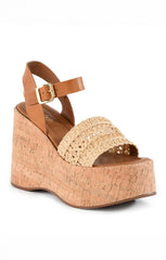 Seychelles Willow Heel ~ Natural Raffia/Tan Leather