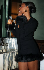 Sasha Top ~ Black Knit with Faux Fur