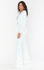 Martina Wrap Jumpsuit ~ White Sparkle Sequins