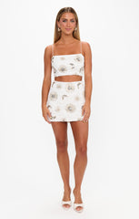 All Night Skort ~ White Celestial Sequins