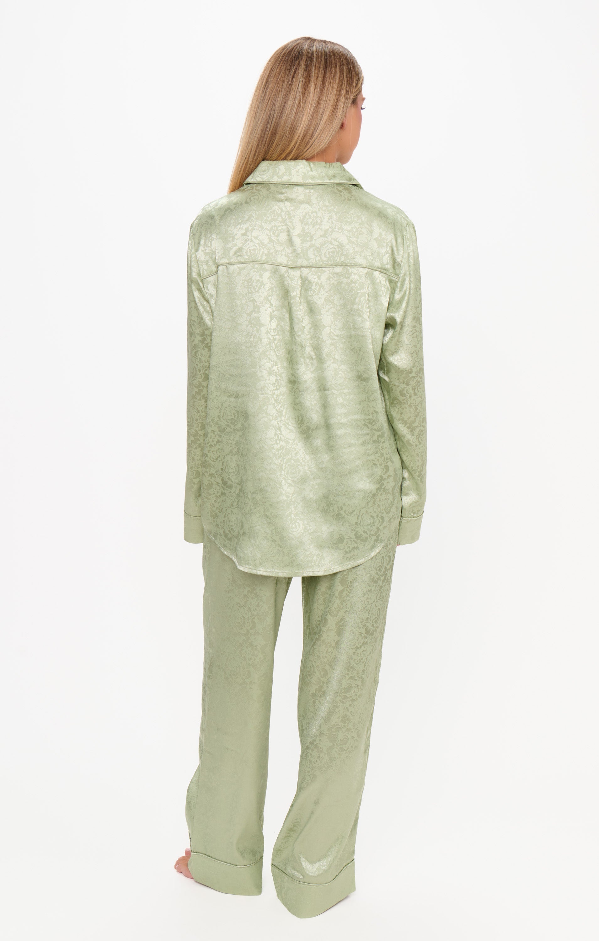 Classic PJ Set ~ Pistachio Floral Silky