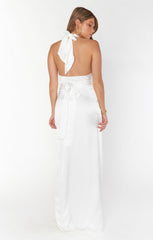Adele Halter Maxi Dress ~ Ivory Luxe Satin