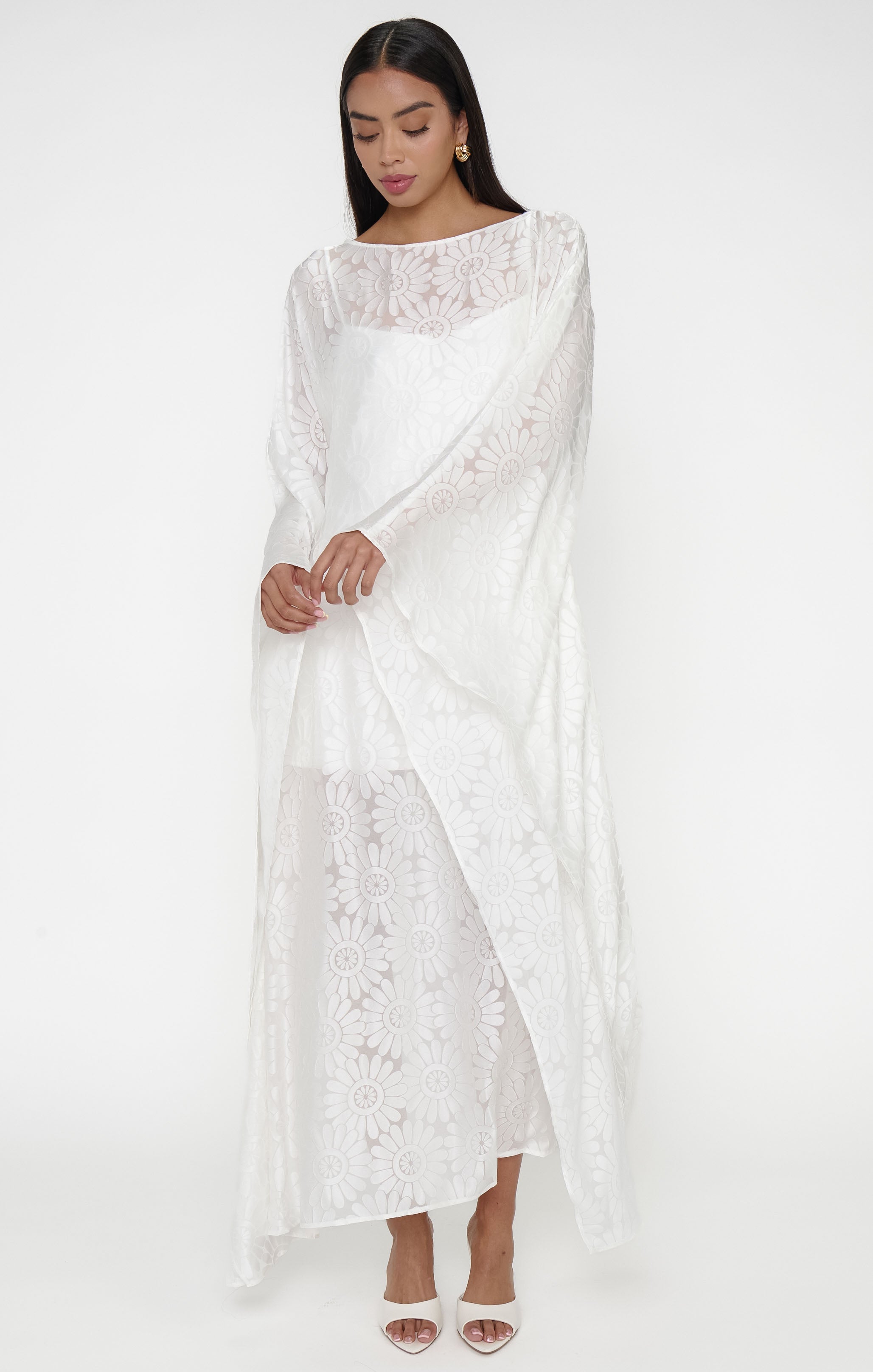 Olsen Maxi Dress ~ White Daisy Burnout