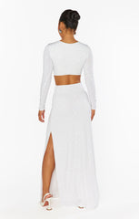 The Sleek Maxi Dress ~ White Rhinestone Spandy