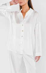Always and Forever Button Down ~ Ivory Luxe Satin