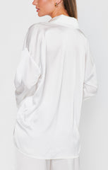 Always and Forever Button Down ~ Ivory Luxe Satin