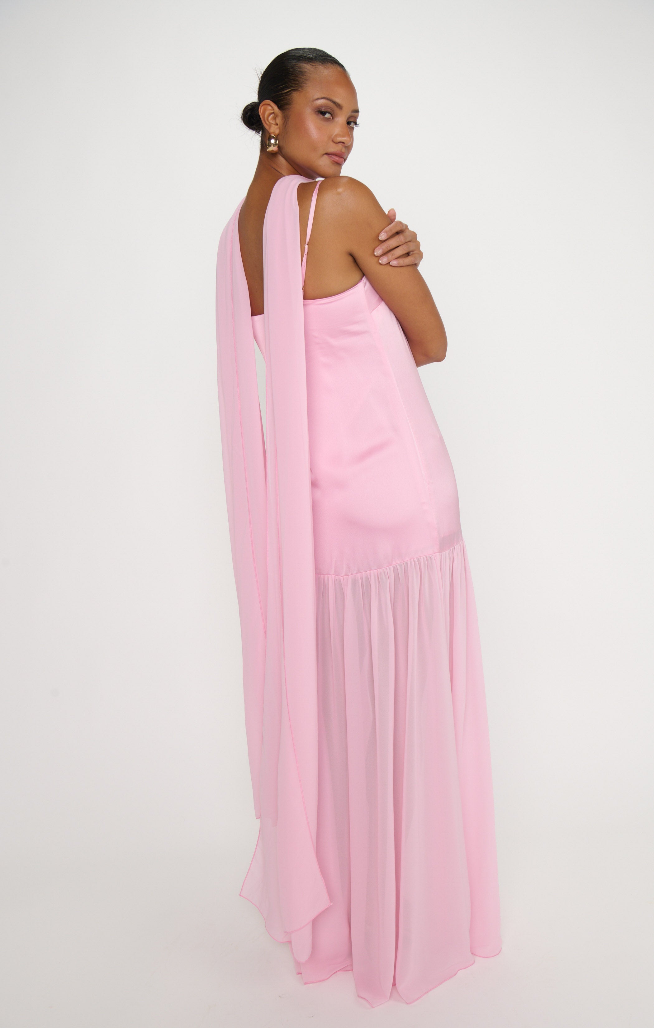 Dalia Maxi Dress ~ Light Pink Luxe Satin