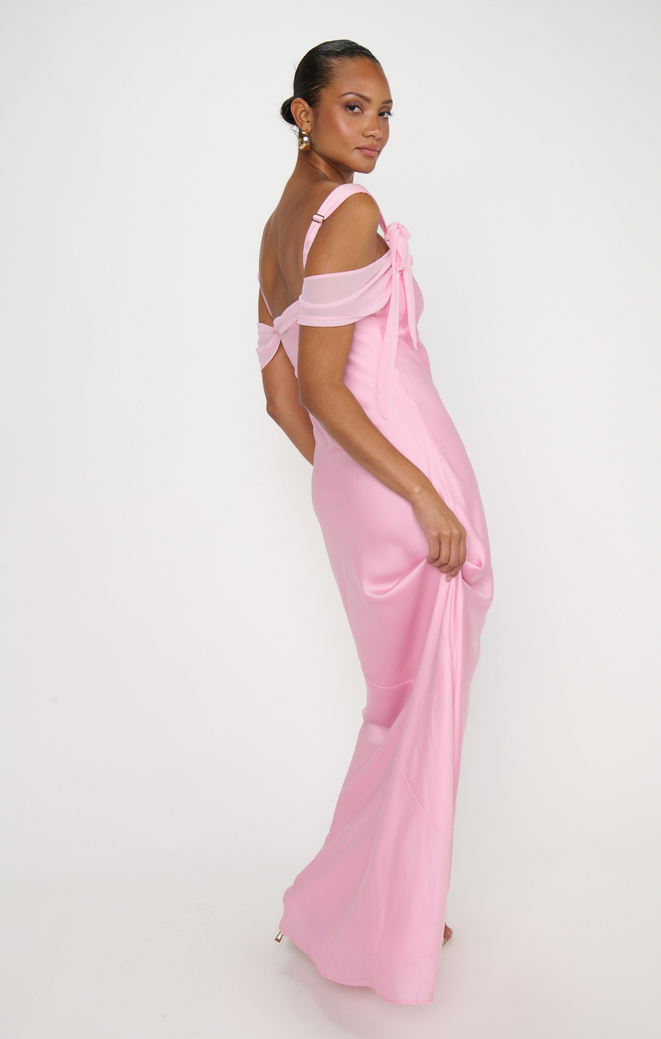 Bella Maxi Dress ~ Light Pink Luxe Satin