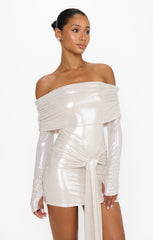 Vanessa Mini Dress ~ White Shimmer Knit