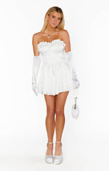 Lala Skort Dress ~ White Rose Satin