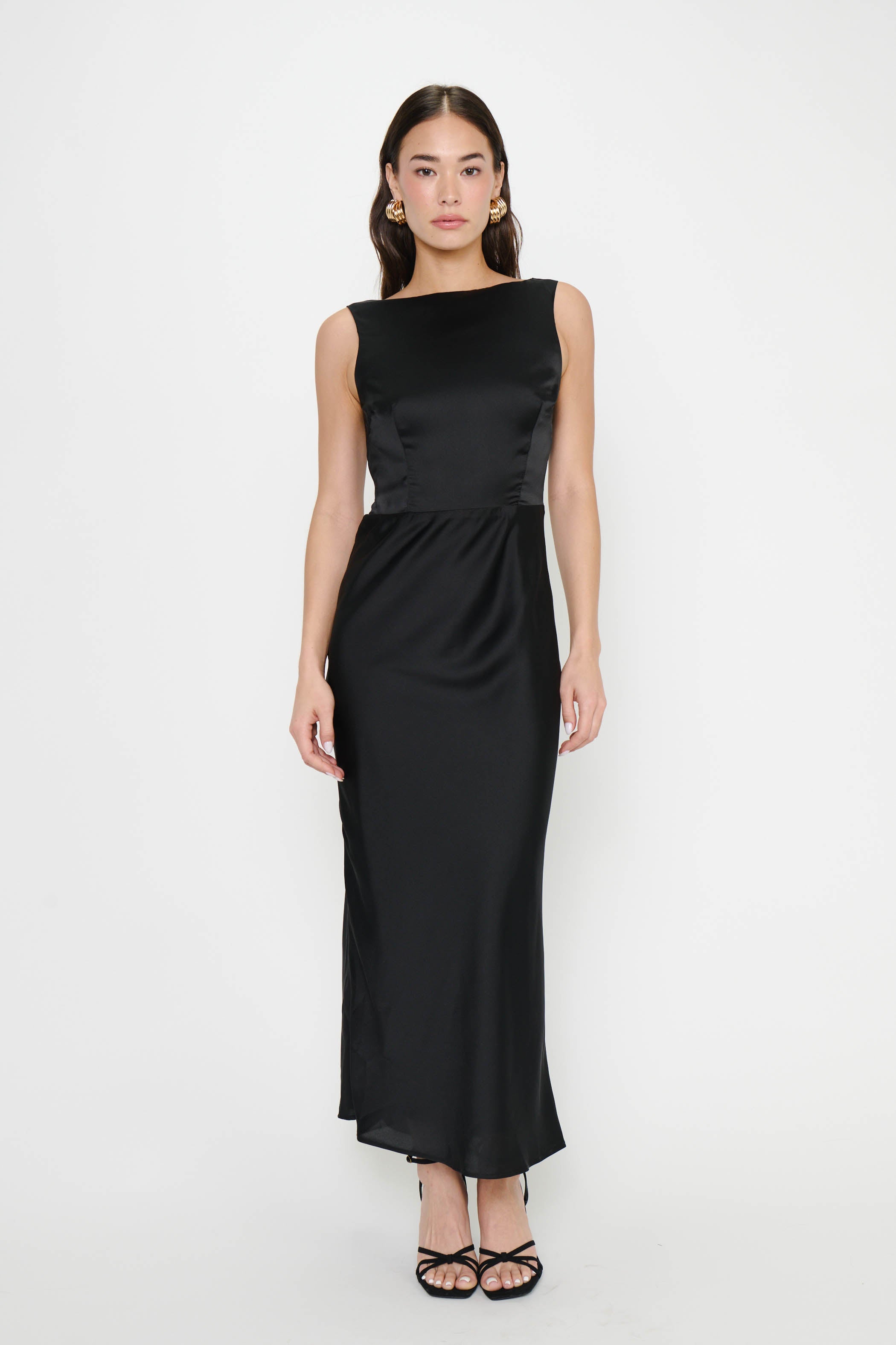 Candice Dress ~ Black Luxe Satin