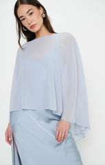 Cherish Cape ~ Steel Blue Chiffon