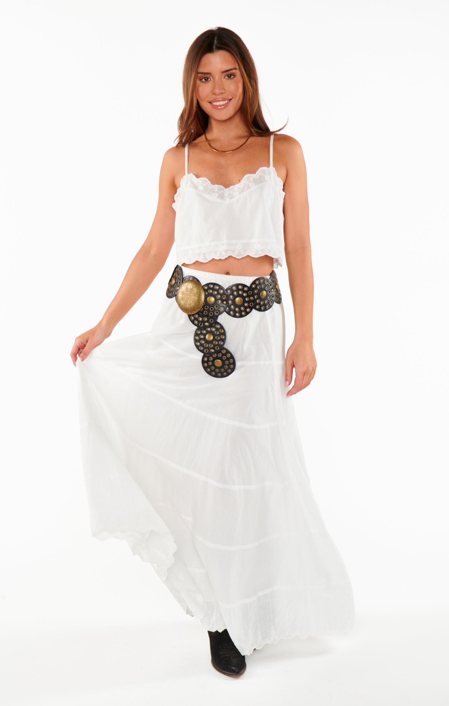 Western Studded Belt ~ Black/Gold