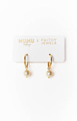 Mumu Weddings x Faithy Jewels Pearl Drop Hoop ~ Gold-Pearl