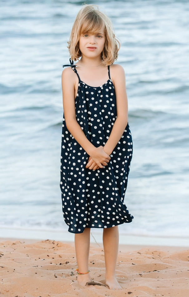 Sidekick Dress ~ Navy Polka Dot