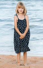 Sidekick Dress ~ Navy Polka Dot
