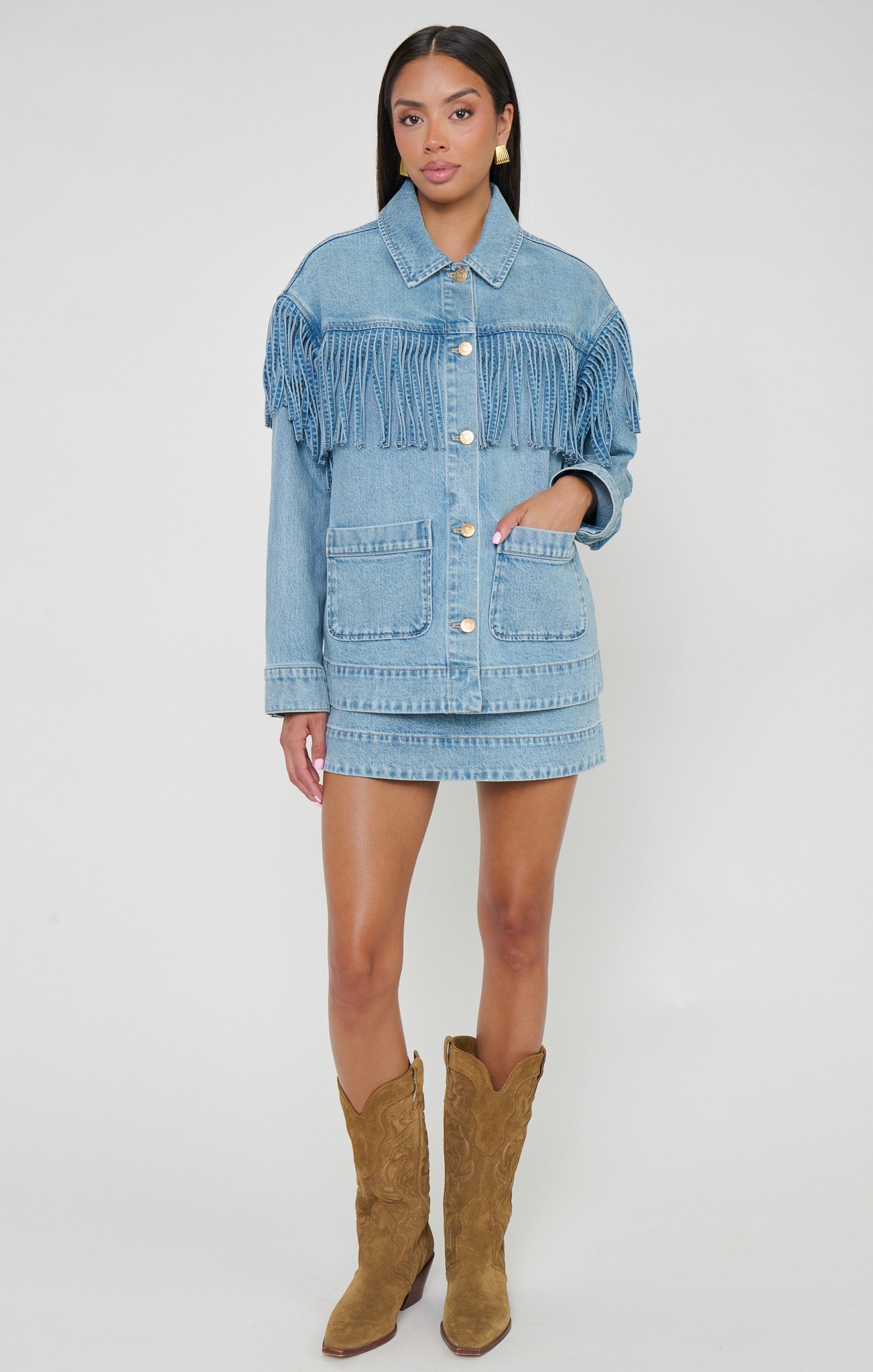Ojai Fringe Jacket ~ Jet Stream Blue